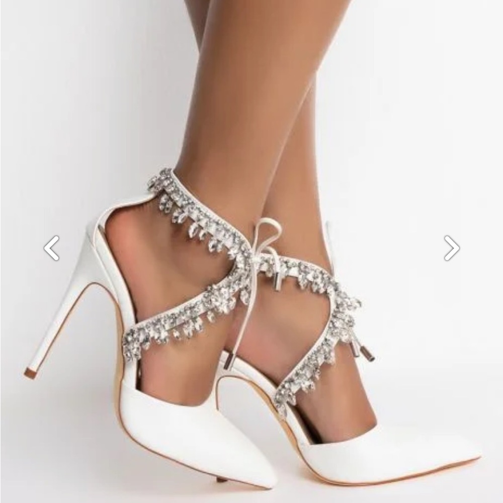 AZALEA WANG All Dolled Up - White Diamond Bridal Heels